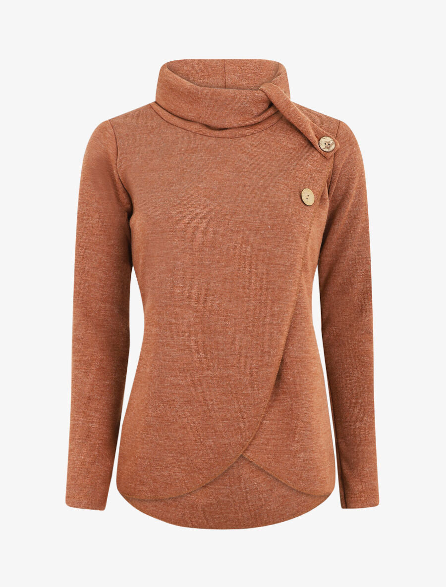 Pull droit boutonné à col roulé - Camel - 1