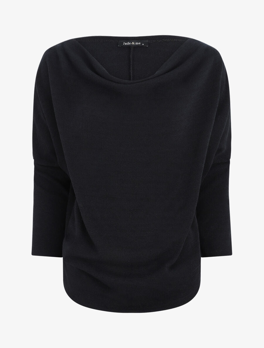 Pull loose col bénitier - Noir - 4