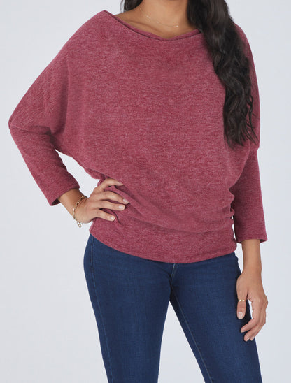 Pull loose col bénitier - Bordeaux - 4