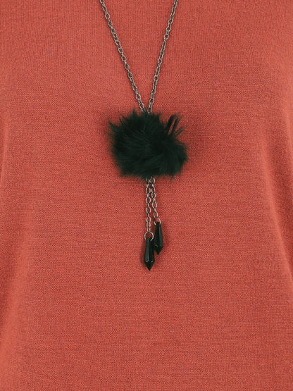 Pull ample uni avec sautoir - Rouille - 3