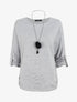 Pull ample uni avec sautoir - Gris clair - 5