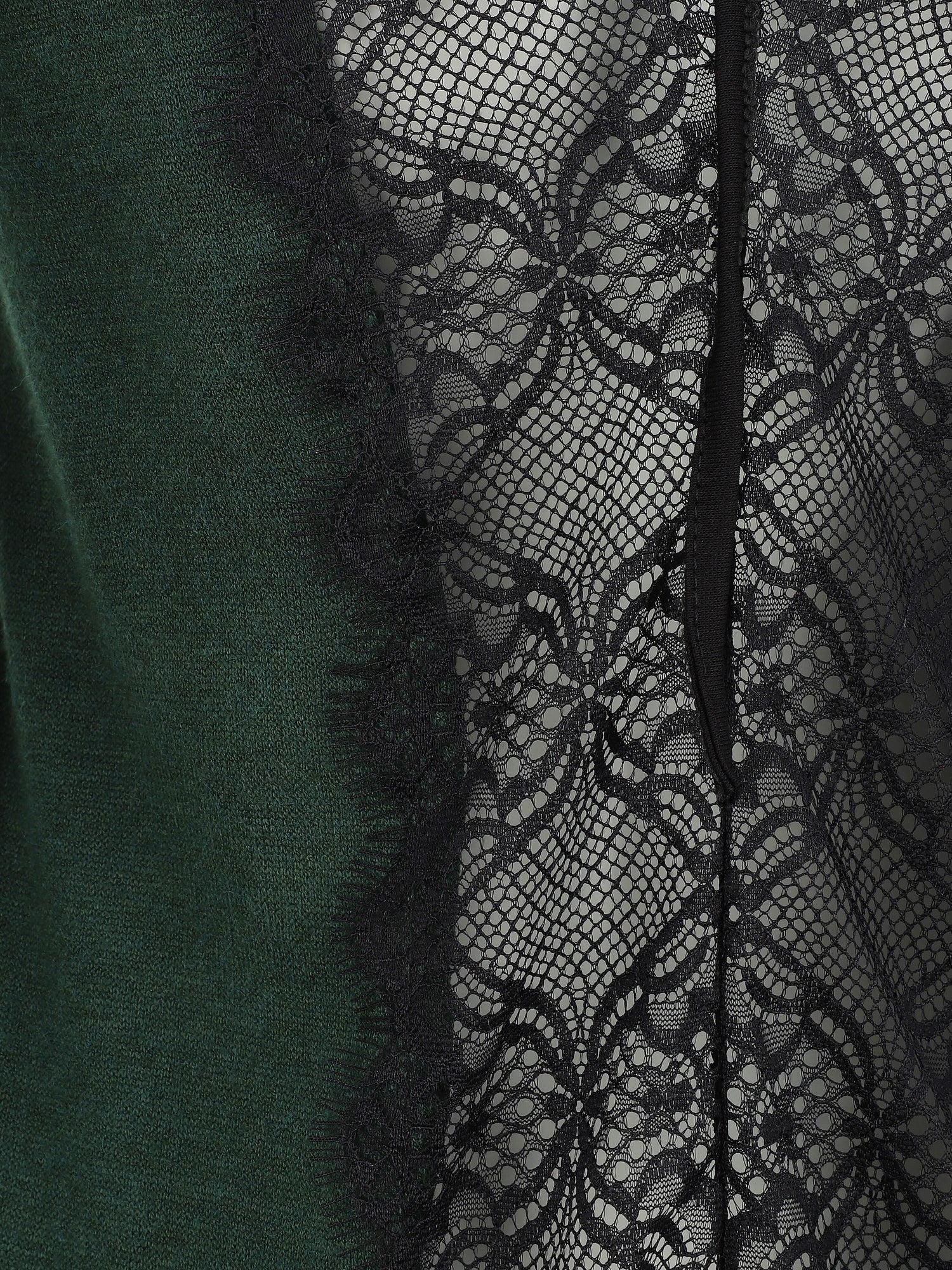 Pull droit à dos en dentelle - Vert bouteille - 3