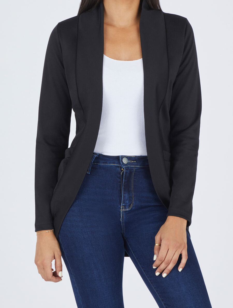Veste légère ouverte à poches plaquées - Noir - 4