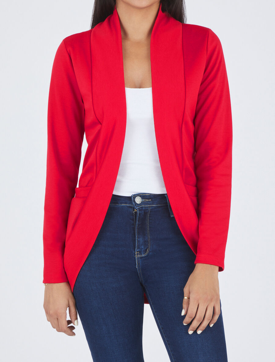Veste légère ouverte à poches plaquées - Rouge - 4