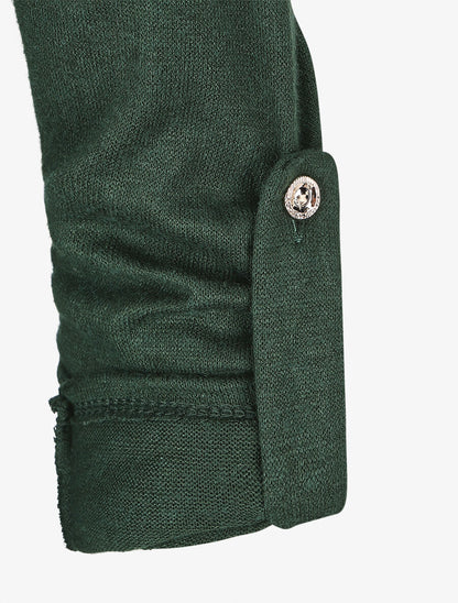 Pull à manches retroussables et dentelle - Vert sapin - 3
