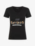 T-shirt slim à message et tournesols - Noir - 4