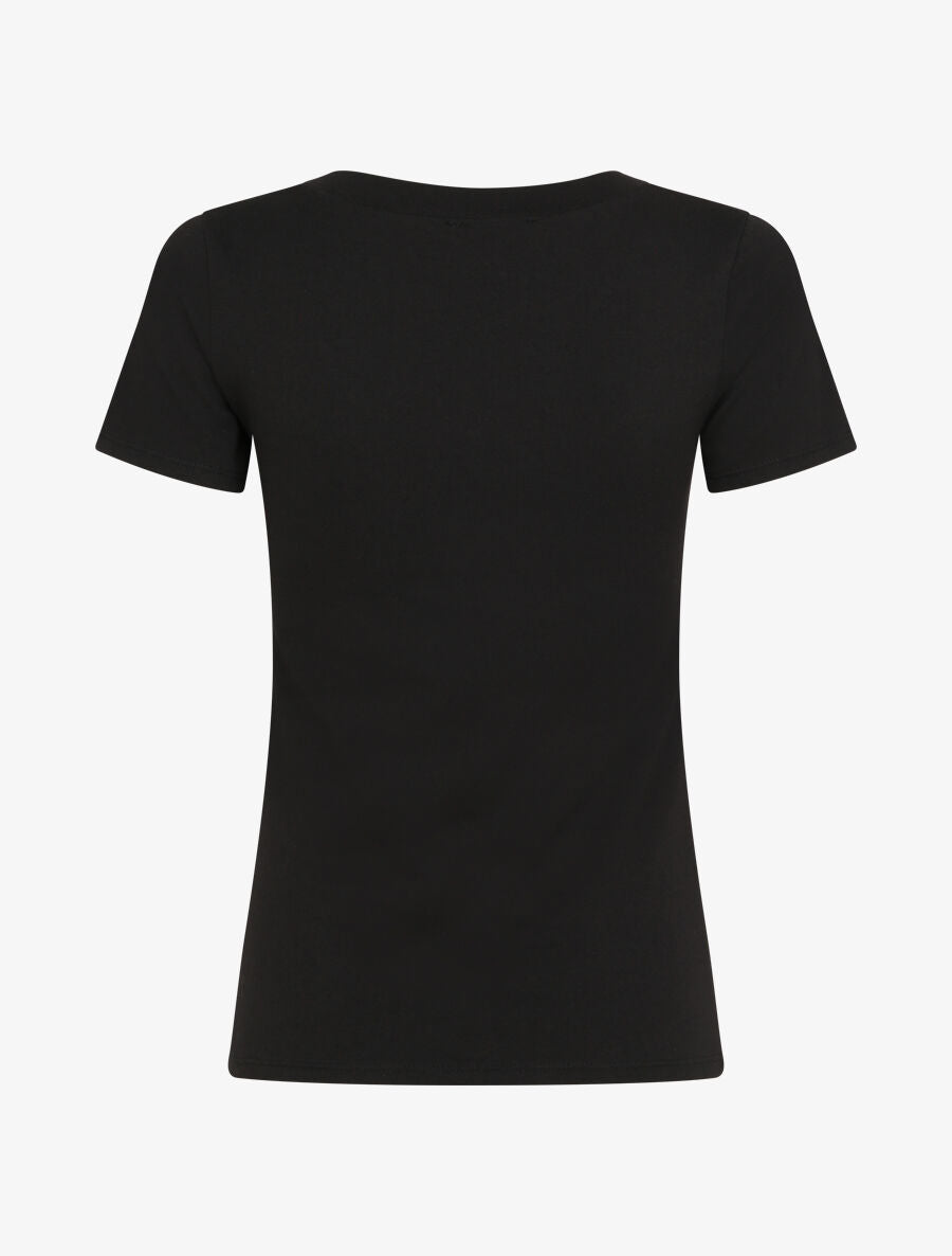 T-shirt slim à message et tournesols - Noir - 2