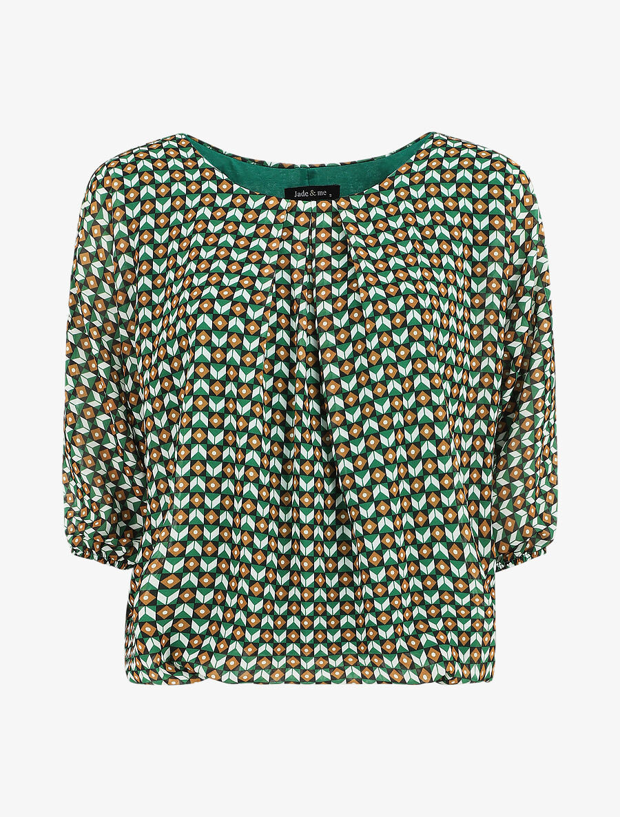 Blouse imprimé mosaïque - Vert - 1