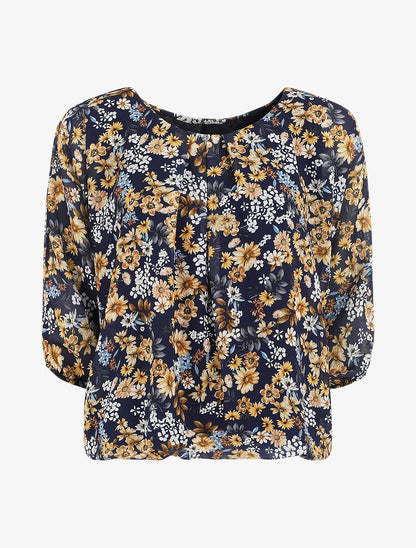 Blouse imprimé fleurs des champs - Bleu - 1