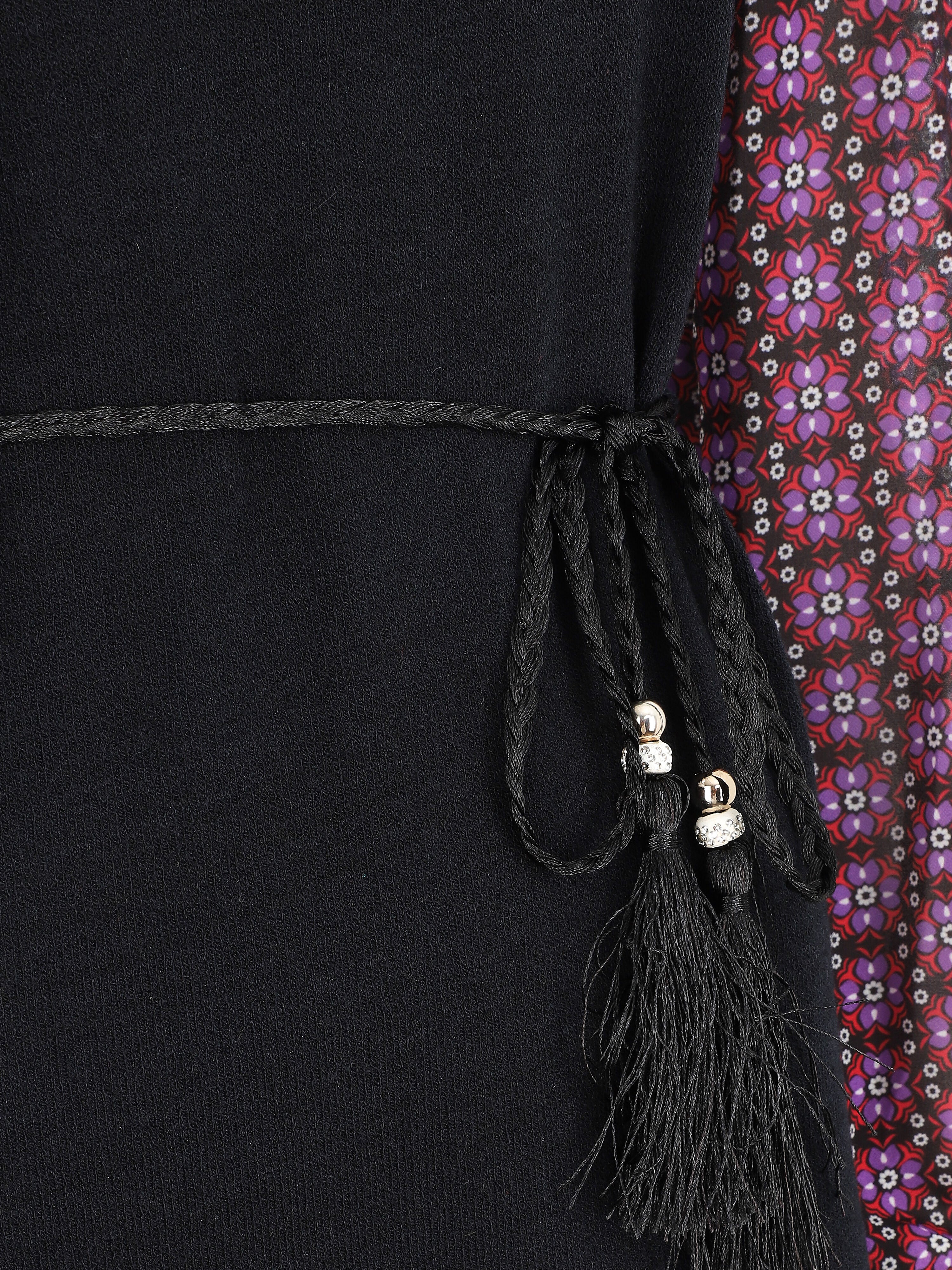 Robe coupe droite à manches imprimé fleuri - Violet - 3
