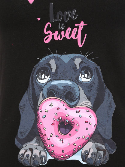 T-shirt slim Love is sweet - Noir - 3