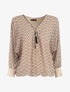 Blouse ample imprimé mosaïque fleurie à col zippé - Beige - 4