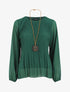Blouse plissée à manches longues - Vert bouteille - 5