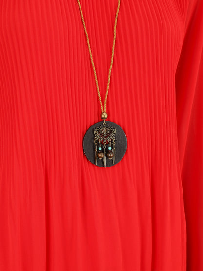 Blouse plissée à manches longues - Rouge - 3