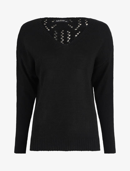 Pull droit dos stylisé - Noir - 4