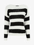Pull rayé en maille ajourée - Noir - 4