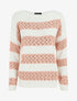 Pull rayé en maille ajourée - Rose - 1