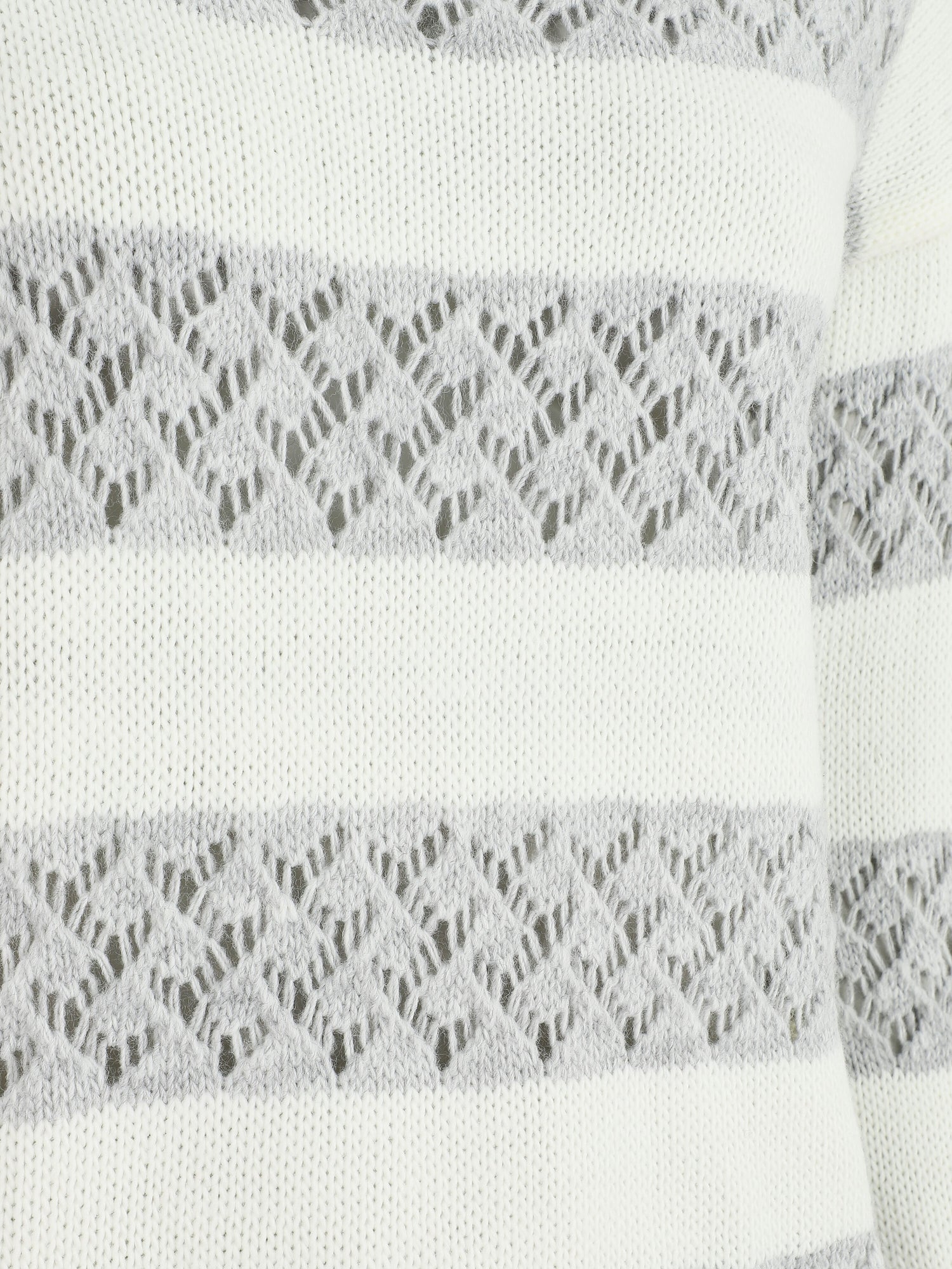 Pull rayé en maille ajourée - Gris clair - 3