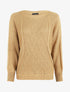 Pull uni en maille motif losange - Camel - 1