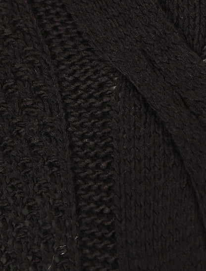 Pull torsadé et bords côtelés - Noir - 3