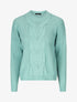 Pull torsadé et bords côtelés - Turquoise - 4
