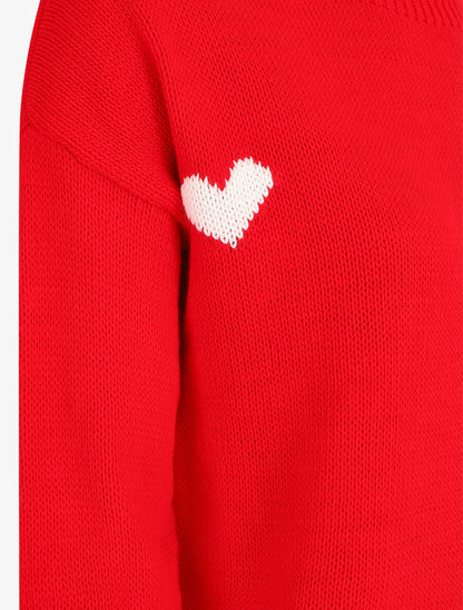 Pull droit à coeur - Rouge - 3