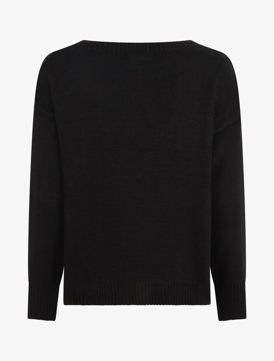 Pull droit à coeur - Noir - 2