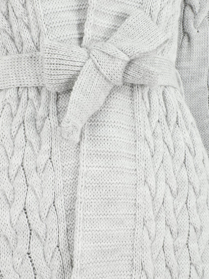 Gilet mi-long ouvert à col châle - Gris - 3