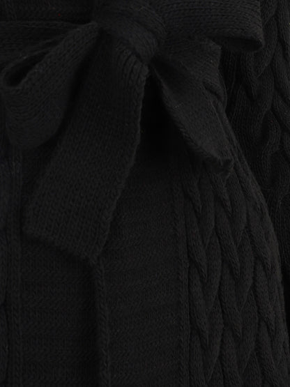 Gilet mi-long ouvert à col châle - Noir - 3