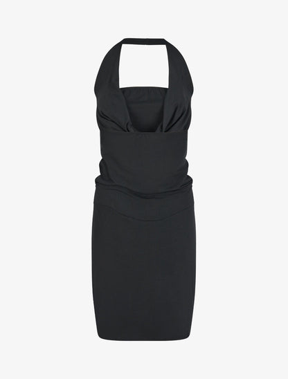 Robe à dos nu et col bénitier - Noir - 2