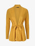 Gilet mi-long uni et ceinturé - Moutarde - 4