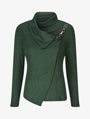 Pull col montant et crochet décoratif - Vert sapin - 1