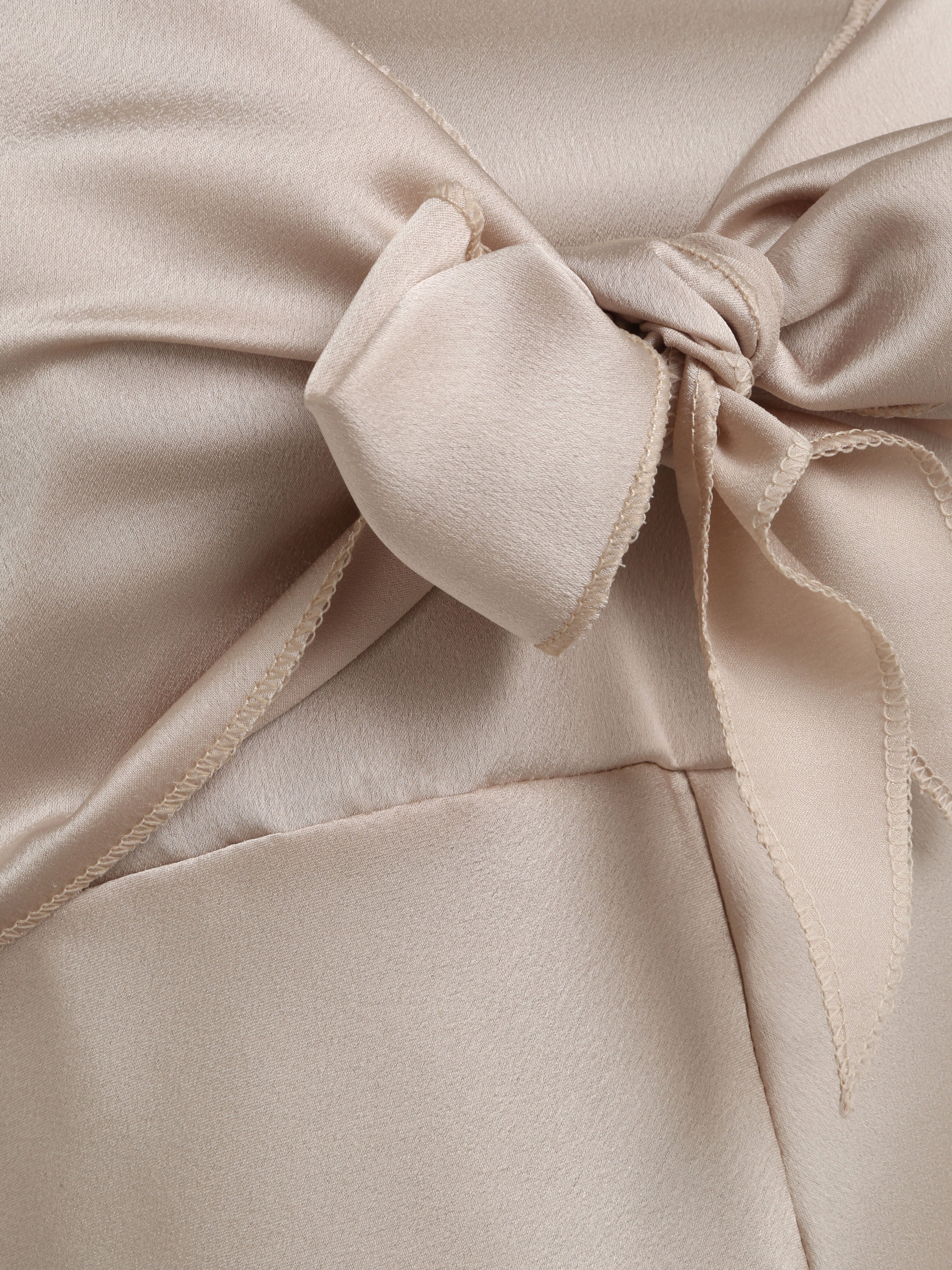 Caraco droit satiné à noeud - Beige - 3