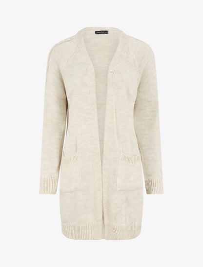 Gilet mi-long à poches plaquées - Beige - 1