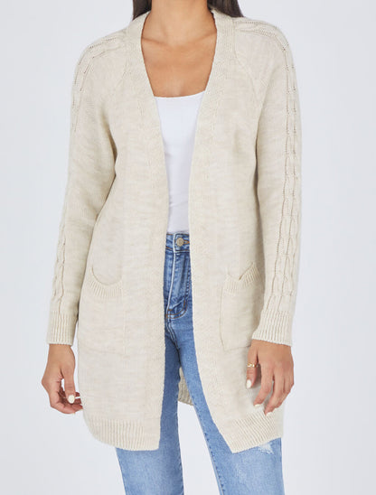 Gilet mi-long à poches plaquées - Beige - 4