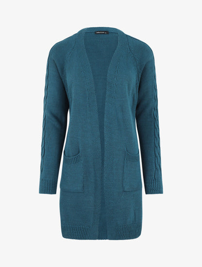 Gilet mi-long à poches plaquées - Bleu canard - 1