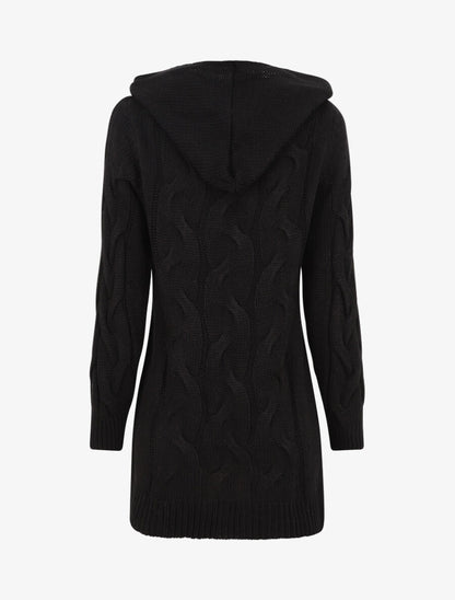 Gilet mi-long à capuche - Noir - 2