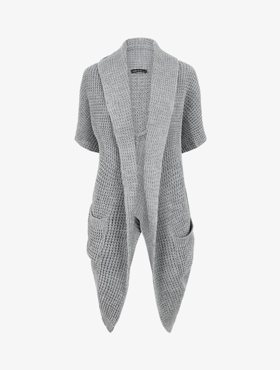 Gilet manches courtes et col châle - Gris - 4