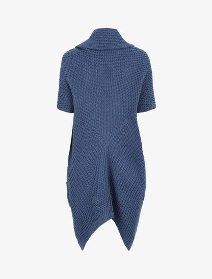 Gilet manches courtes et col châle - Bleu - 2