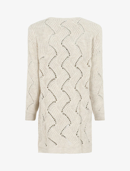 Gilet mi-long classique à bord côtelés - Beige - 2