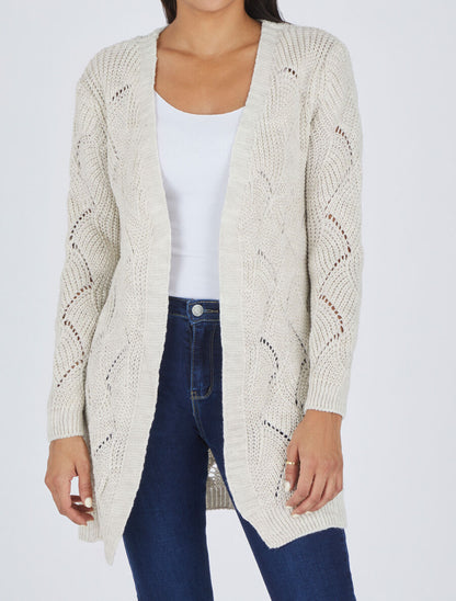 Gilet mi-long classique à bord côtelés - Beige - 4