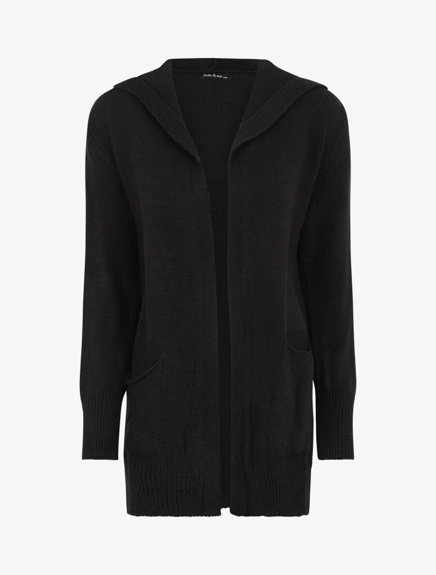 Gilet mi-long à capuche - Noir - 4