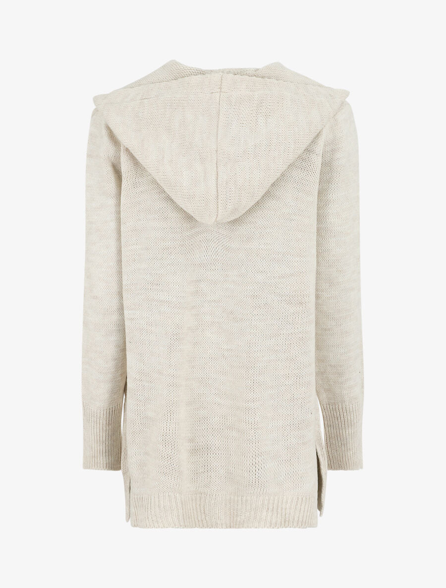 Gilet mi-long à capuche - Beige - 2