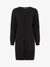 Gilet long ouvert à manches chauve-souris - Noir - 1
