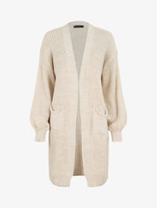 Gilet mi-long à manches ballon - Beige - 1
