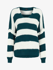 Pull rayé ample - Bleu canard - 1