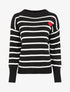 Pull rayé à coeur - Noir - 1