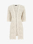 Gilet long en maille ajourée à manches 3/4 - Beige - 1