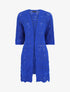 Gilet long en maille ajourée à manches 3/4 - Bleu roi - 1