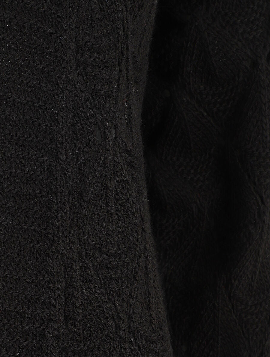 Gilet long uni en maille fine - Noir - 3
